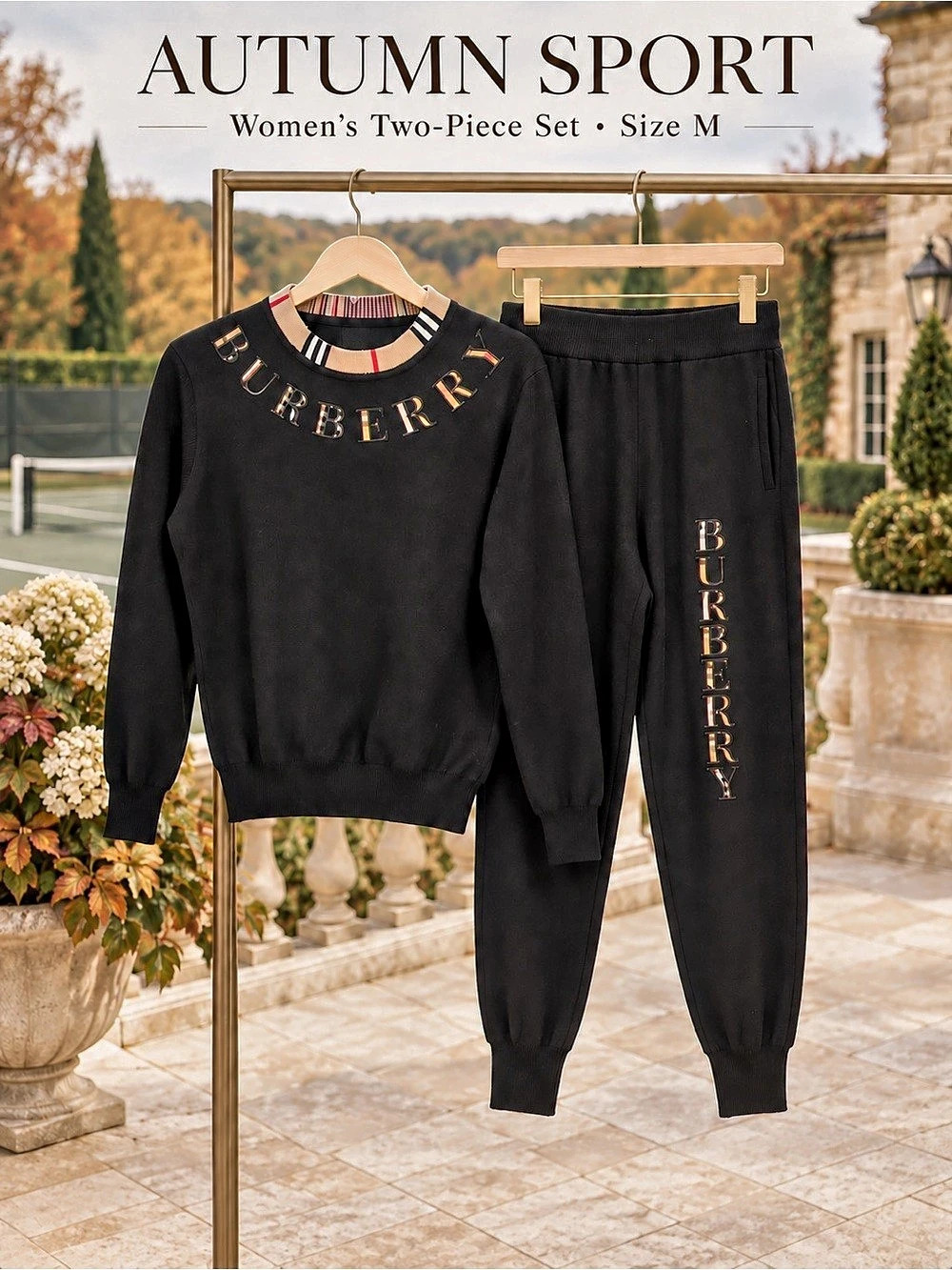 Burberry Women's Black Two-Piece Set Size Medium